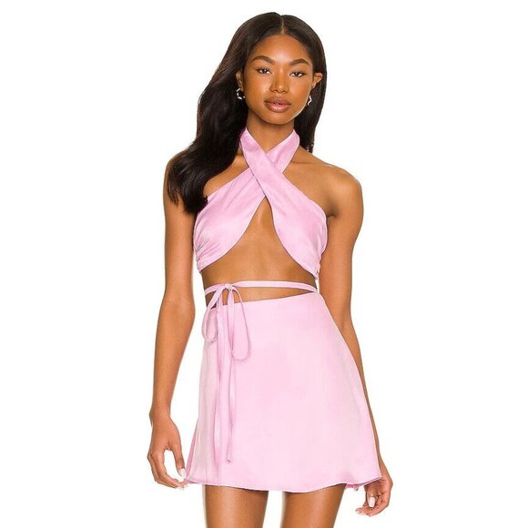 For Love & Lemons x REVOLVE Deidre Halter Scarf Top Pink - Picture 1 of 4